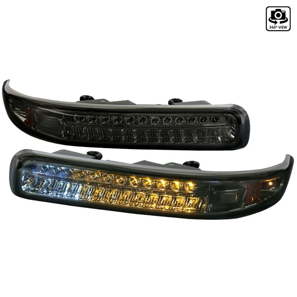 Spec-D Tuning 99-02 Chevrolet Silverado Smoke/Amber Bumper Lights 2LB-SIV99GLED-RS - main